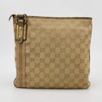 Gucci GG Canvas and Leather Studded Zip Shoulder Bag 24121178979390