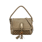 Gucci Bella Series Leather Canvas GG Monogram Woven Handle Shoulder Bag 24121378982157