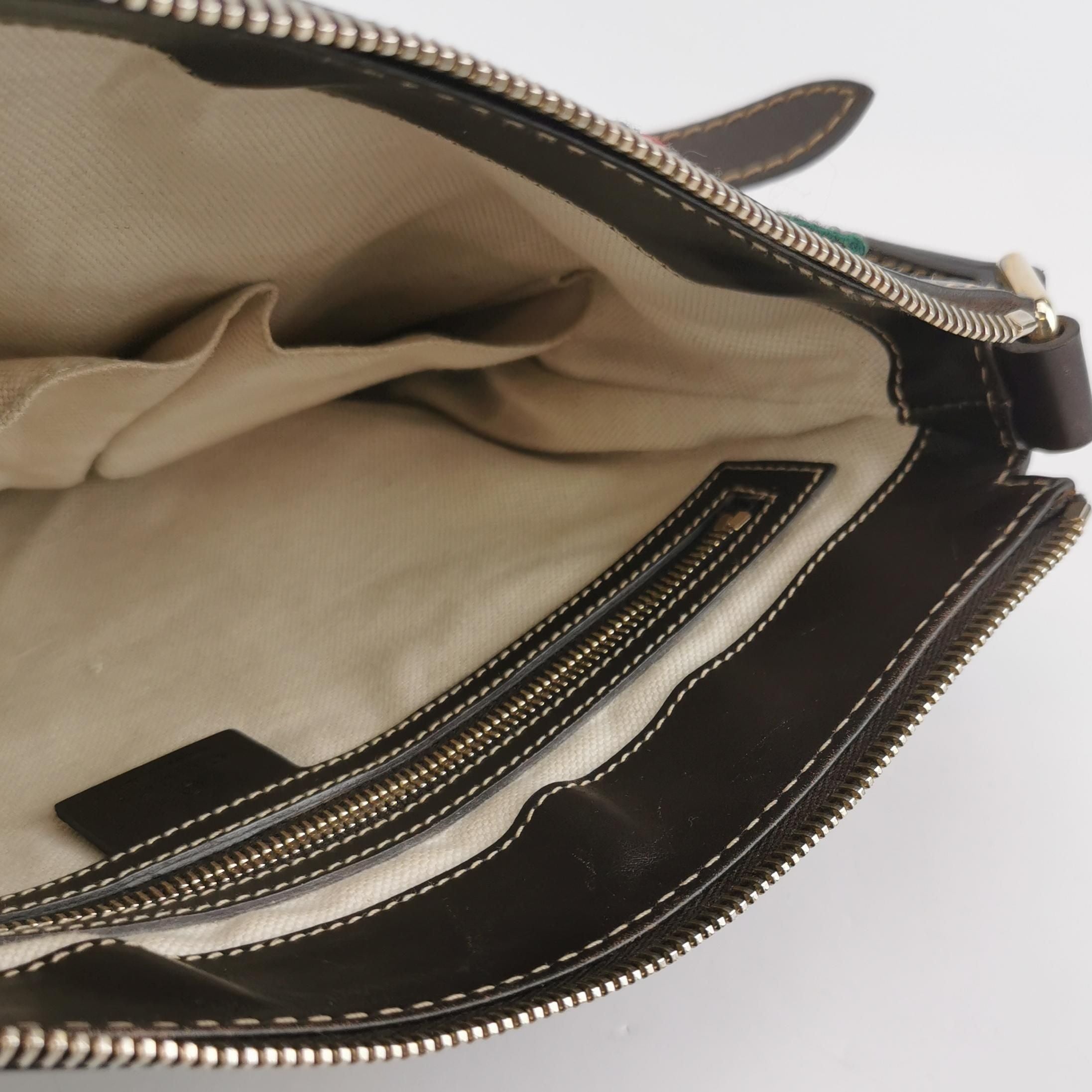Gucci Mayfair Leather and Canvas GG Monogram Satin Ribbon Shoulder Bag 24121378981104