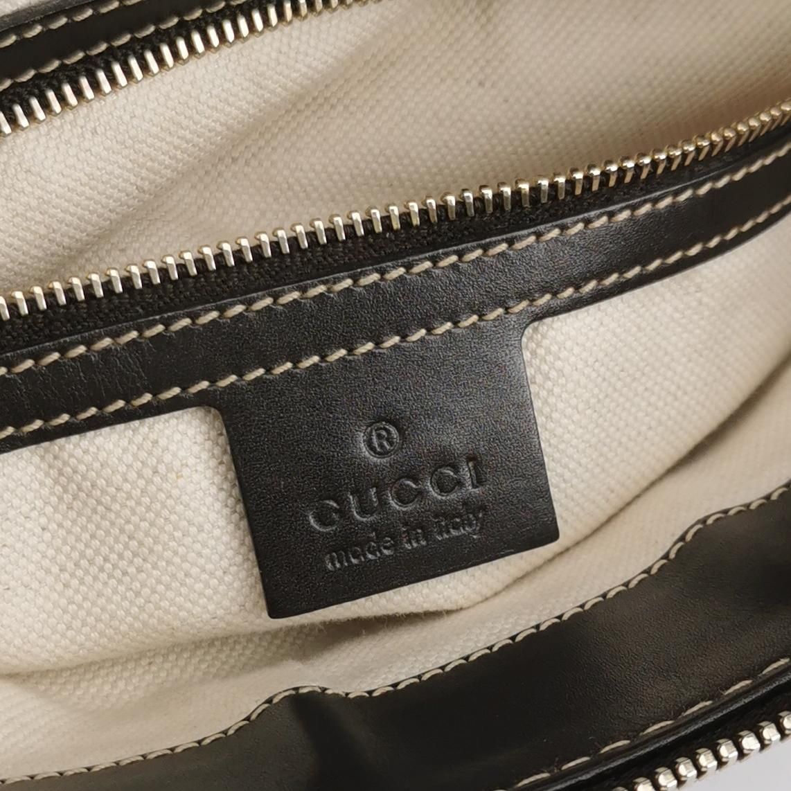 Gucci Mayfair Leather and Canvas GG Monogram Satin Ribbon Shoulder Bag 24121378981104