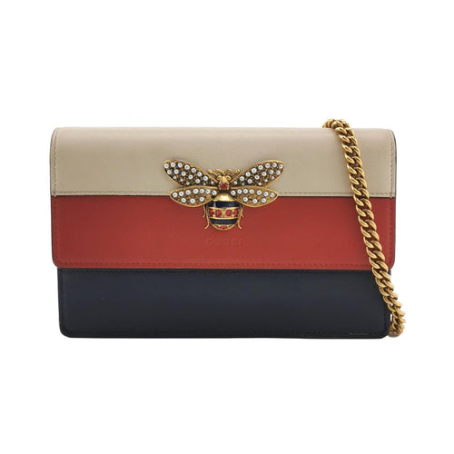 Gucci Queen Margaret Mini Leather Crossbody Bag with Pearl and Bee Detail 127840600134