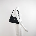 Gucci Jackie Leather and Canvas Shoulder Bag with Bamboo Handle and Metal Buckle 24111078938760