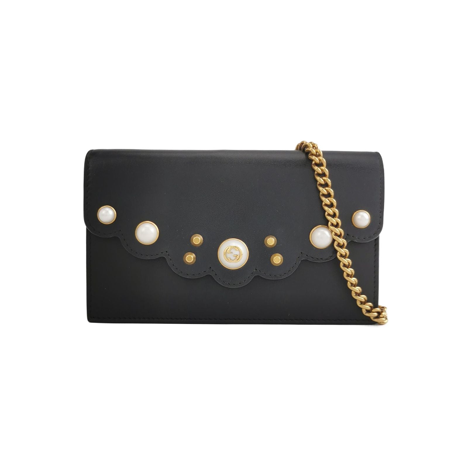 Gucci GG Canvas Studded Pearl Crossbody Shoulder Bag 24113078965005