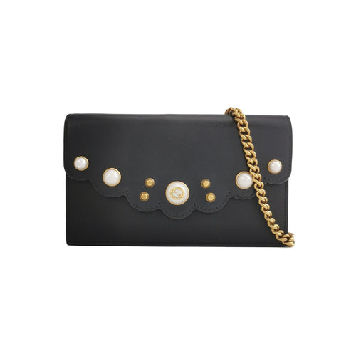 Gucci GG Canvas Studded Pearl Crossbody Shoulder Bag 24113078965005