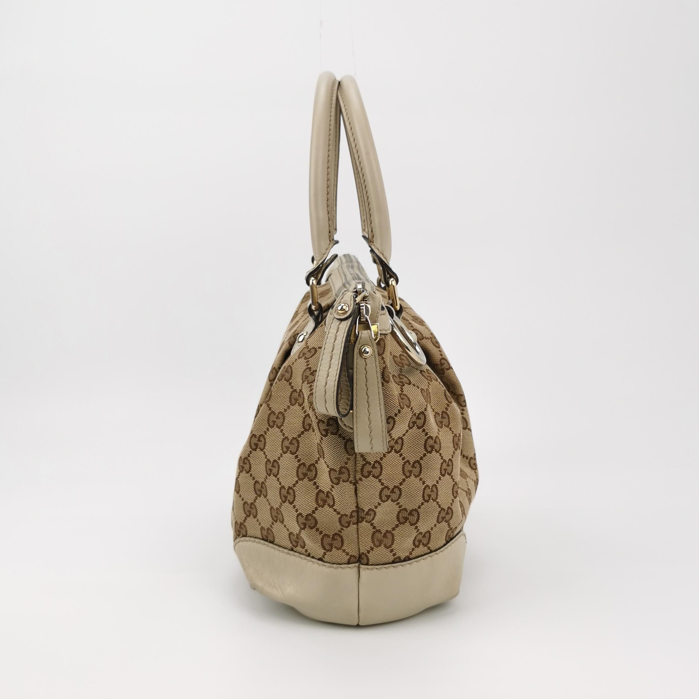Gucci Sukey Leather and Canvas GG Monogram Shoulder Bag 24112378956529