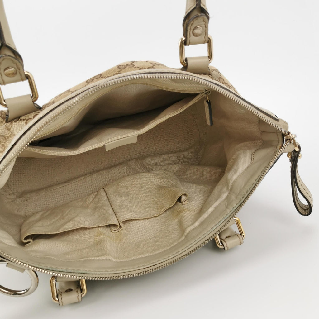 Gucci Sukey Leather and Canvas GG Monogram Shoulder Bag 24112378956529