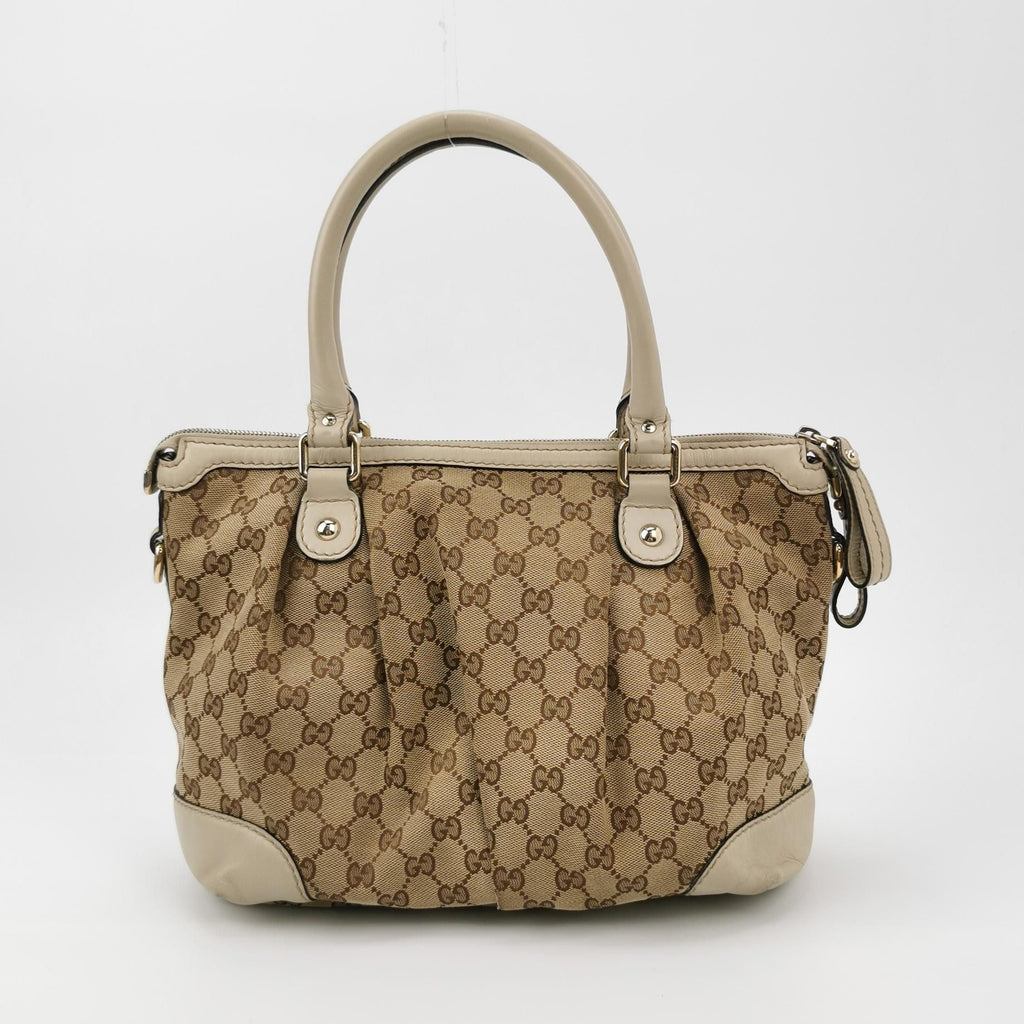 Gucci Sukey Leather and Canvas GG Monogram Shoulder Bag 24112378956529