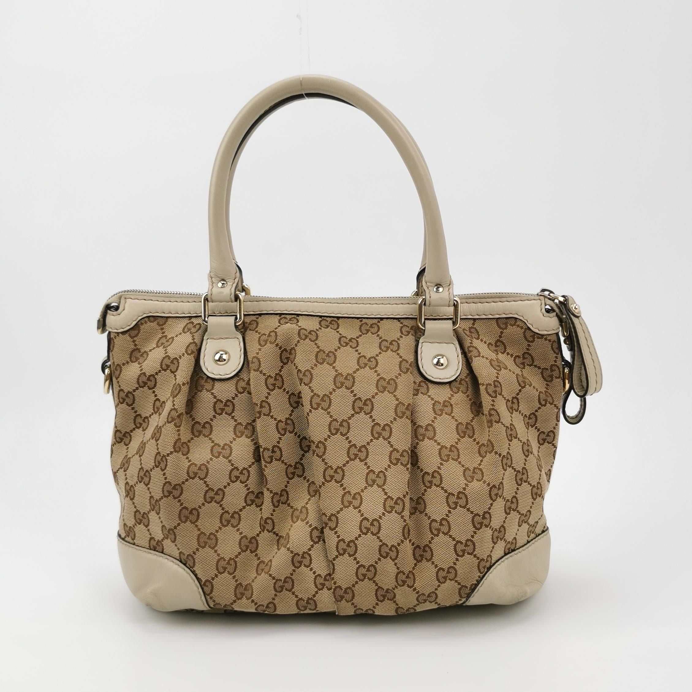 Gucci Sukey Leather and Canvas GG Monogram Shoulder Bag 24112378956529