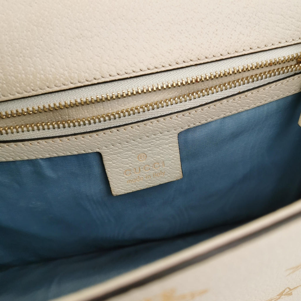 Gucci Sylvie Small Leather Shoulder Bag with Bee and Star Print 24111378942982