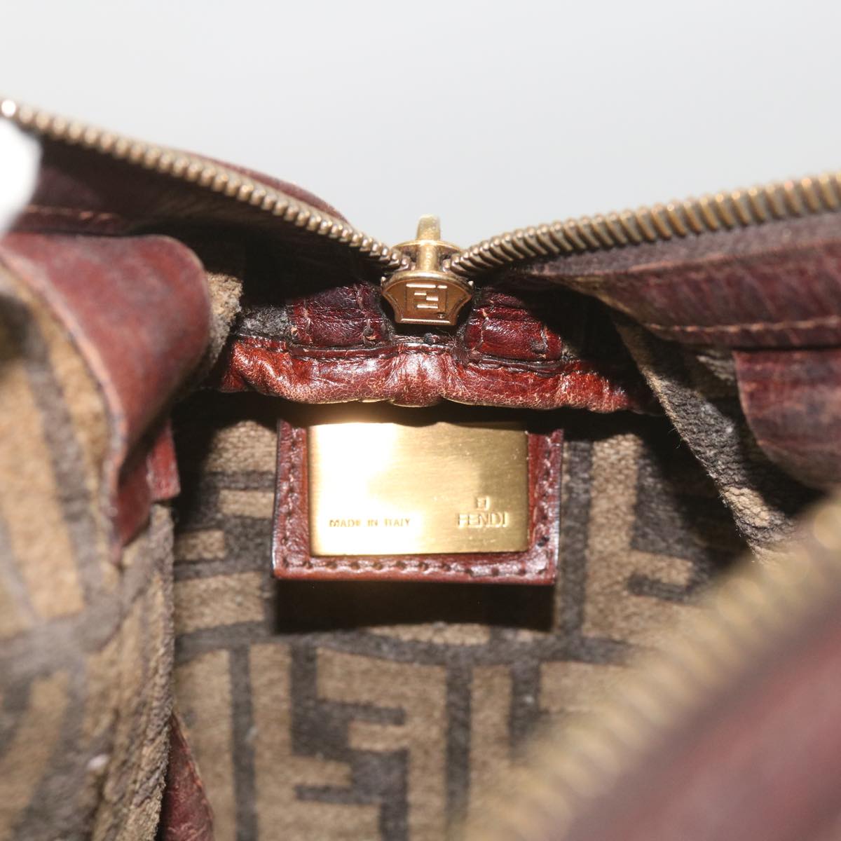 FENDI Zucca Canvas Hand Bag Brown68574