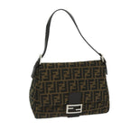 FENDI Zucca Canvas Mamma Baguette Shoulder Bag Black Brown68576A