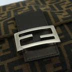 FENDI Zucca Canvas Mamma Baguette Shoulder Bag Black Brown68576A