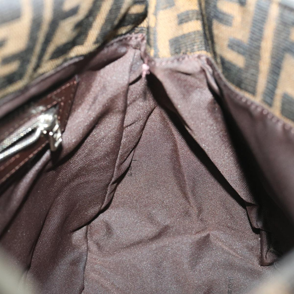 FENDI Zucca Canvas Mamma Baguette Shoulder Bag Black Brown68576A