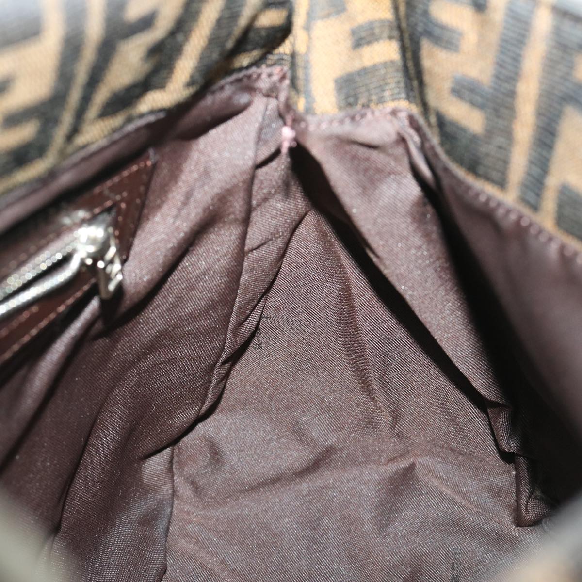 FENDI Zucca Canvas Mamma Baguette Shoulder Bag Black Brown68576A