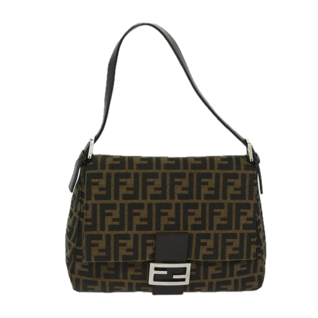 FENDI Zucca Canvas Mamma Baguette Shoulder Bag Black Brown68576A
