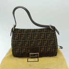 FENDI Zucca Canvas Mamma Baguette Shoulder Bag Black Brown68576A