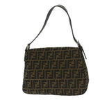 FENDI Zucca Canvas Mamma Baguette Shoulder Bag Black Brown68576A