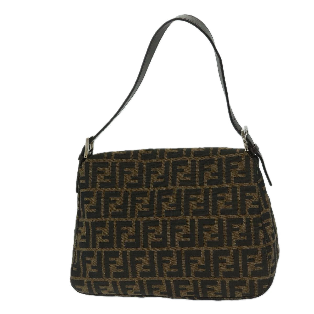 FENDI Zucca Canvas Mamma Baguette Shoulder Bag Black Brown68576A