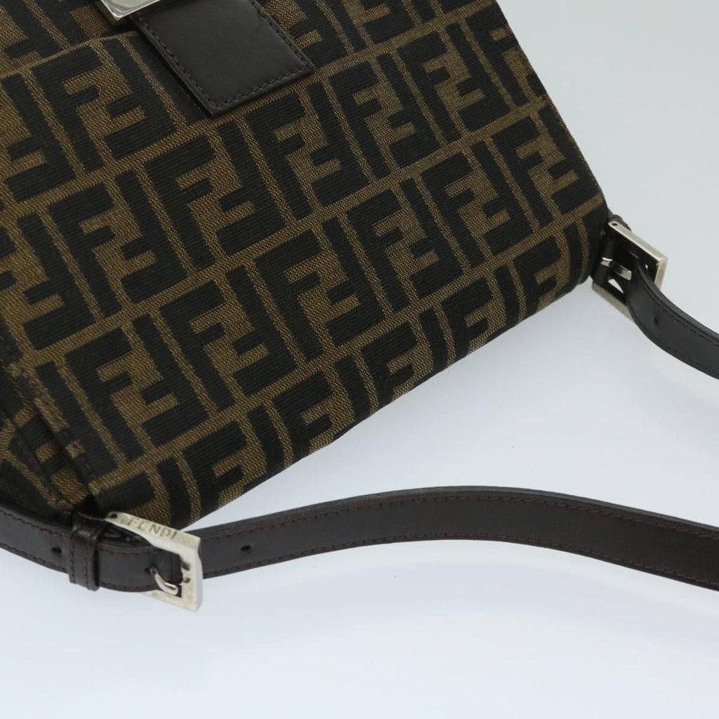 FENDI Zucca Canvas Mamma Baguette Shoulder Bag Black Brown68576A