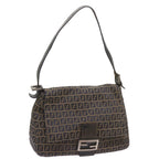 FENDI Zucchino Canvas Mamma Baguette Shoulder Bag Navy68577