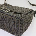 FENDI Zucchino Canvas Mamma Baguette Shoulder Bag Navy68577