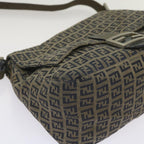 FENDI Zucchino Canvas Mamma Baguette Shoulder Bag Navy68577