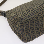 FENDI Zucchino Canvas Mamma Baguette Shoulder Bag Navy68577