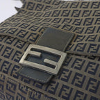 FENDI Zucchino Canvas Mamma Baguette Shoulder Bag Navy68577