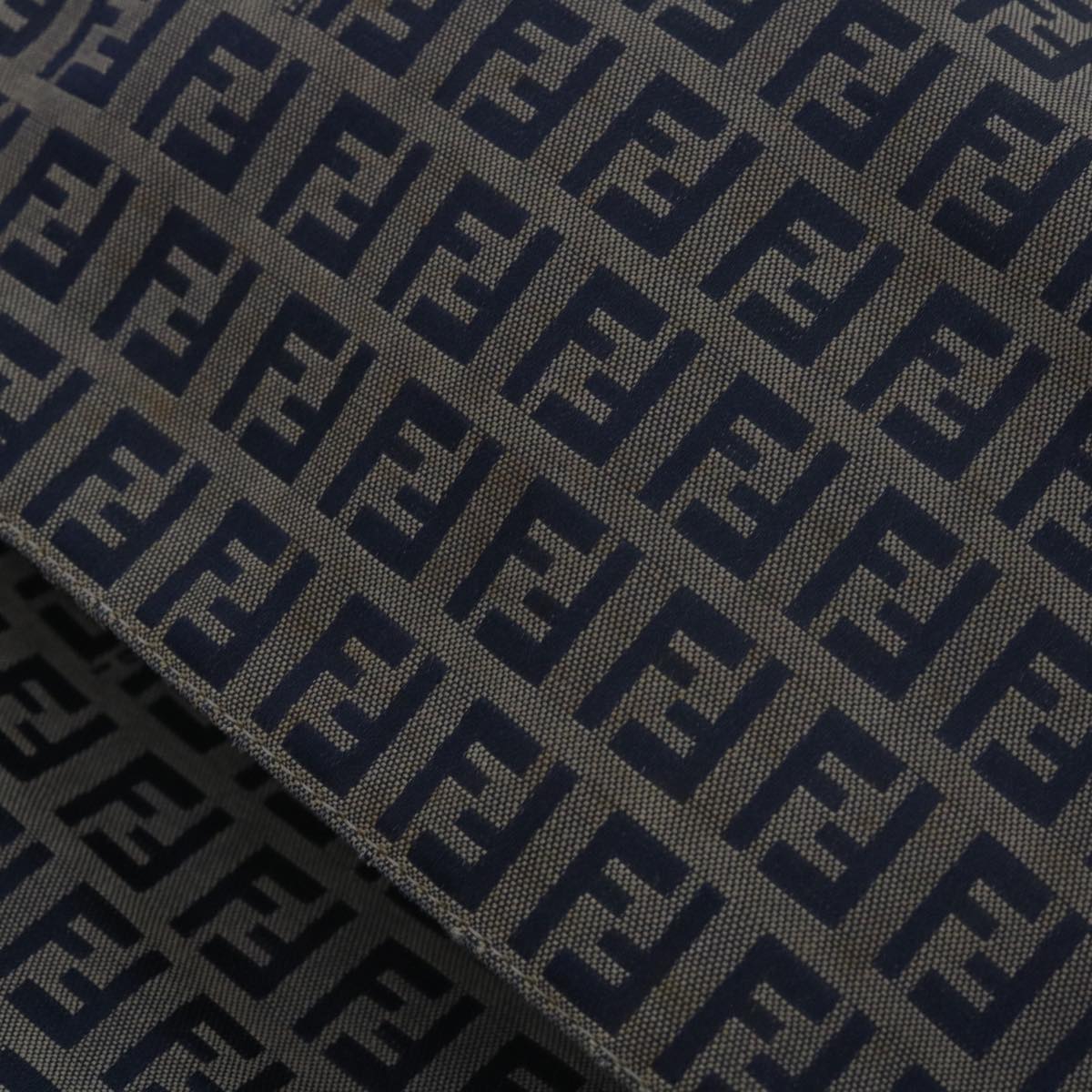 FENDI Zucchino Canvas Mamma Baguette Shoulder Bag Navy68577