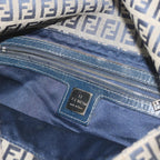 FENDI Zucchino Canvas Mamma Baguette Shoulder Bag Navy68577