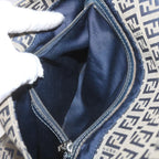 FENDI Zucchino Canvas Mamma Baguette Shoulder Bag Navy68577