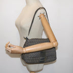 FENDI Zucchino Canvas Mamma Baguette Shoulder Bag Navy68577