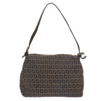 FENDI Zucchino Canvas Mamma Baguette Shoulder Bag Navy68577