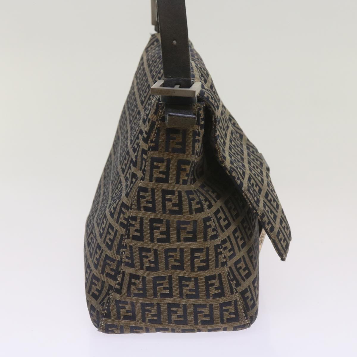 FENDI Zucchino Canvas Mamma Baguette Shoulder Bag Navy68577
