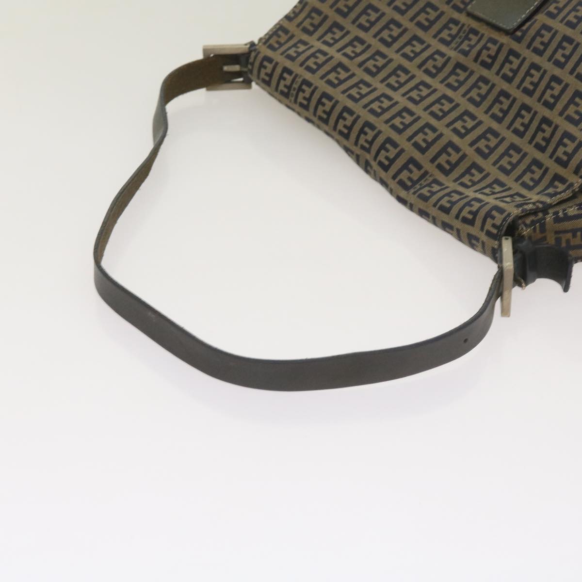 FENDI Zucchino Canvas Mamma Baguette Shoulder Bag Navy68577