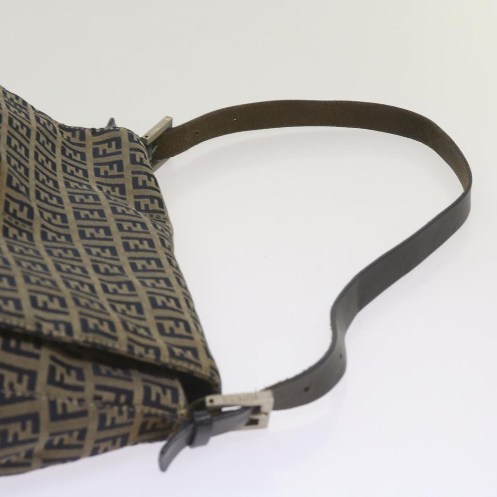 FENDI Zucchino Canvas Mamma Baguette Shoulder Bag Navy68577