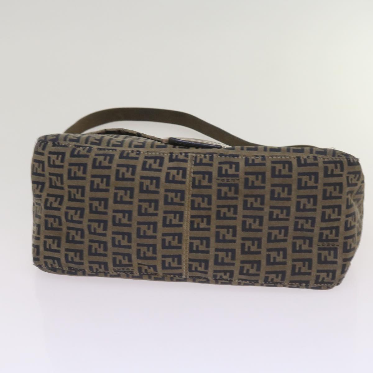 FENDI Zucchino Canvas Mamma Baguette Shoulder Bag Navy68577