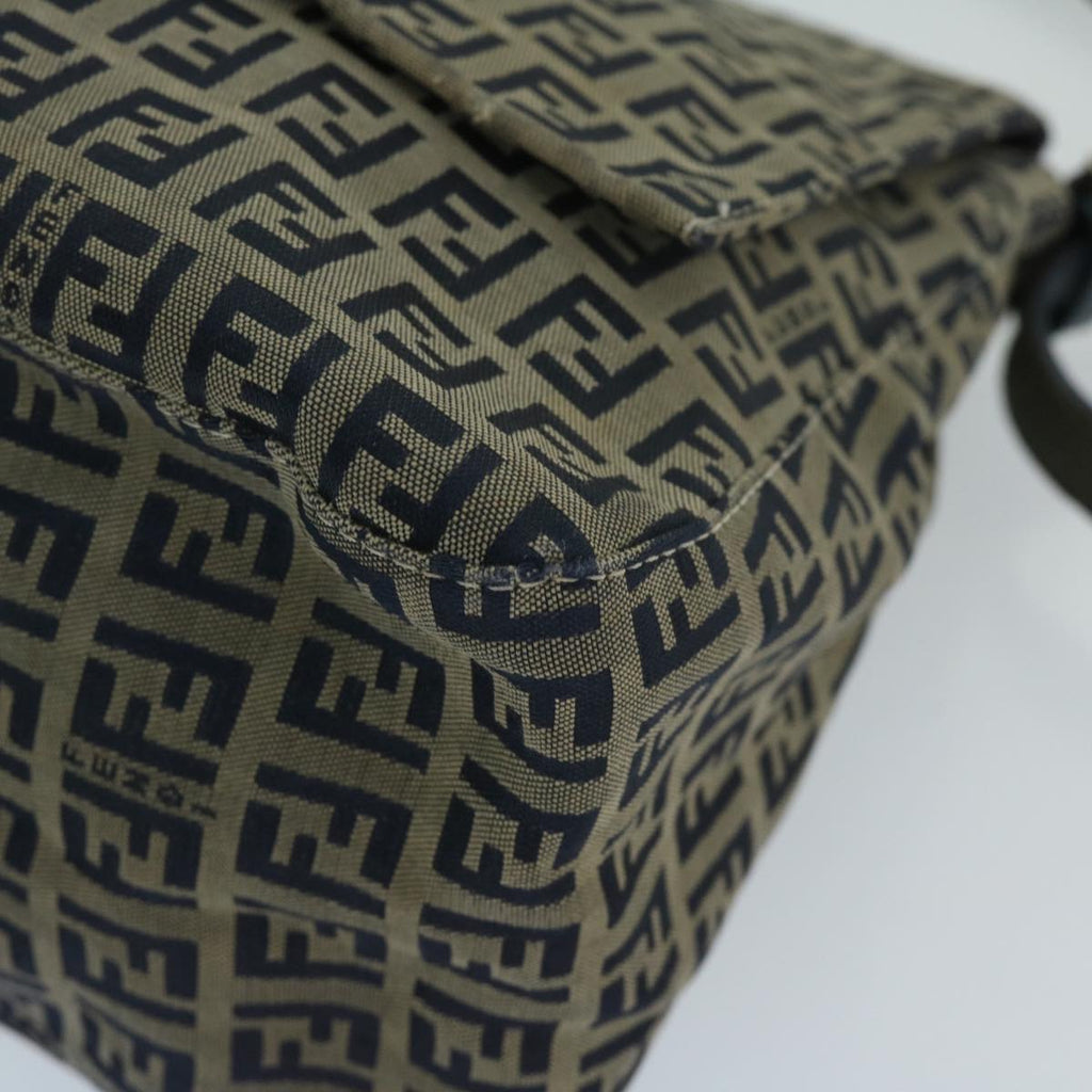 FENDI Zucchino Canvas Mamma Baguette Shoulder Bag Navy68578
