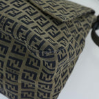 FENDI Zucchino Canvas Mamma Baguette Shoulder Bag Navy68578
