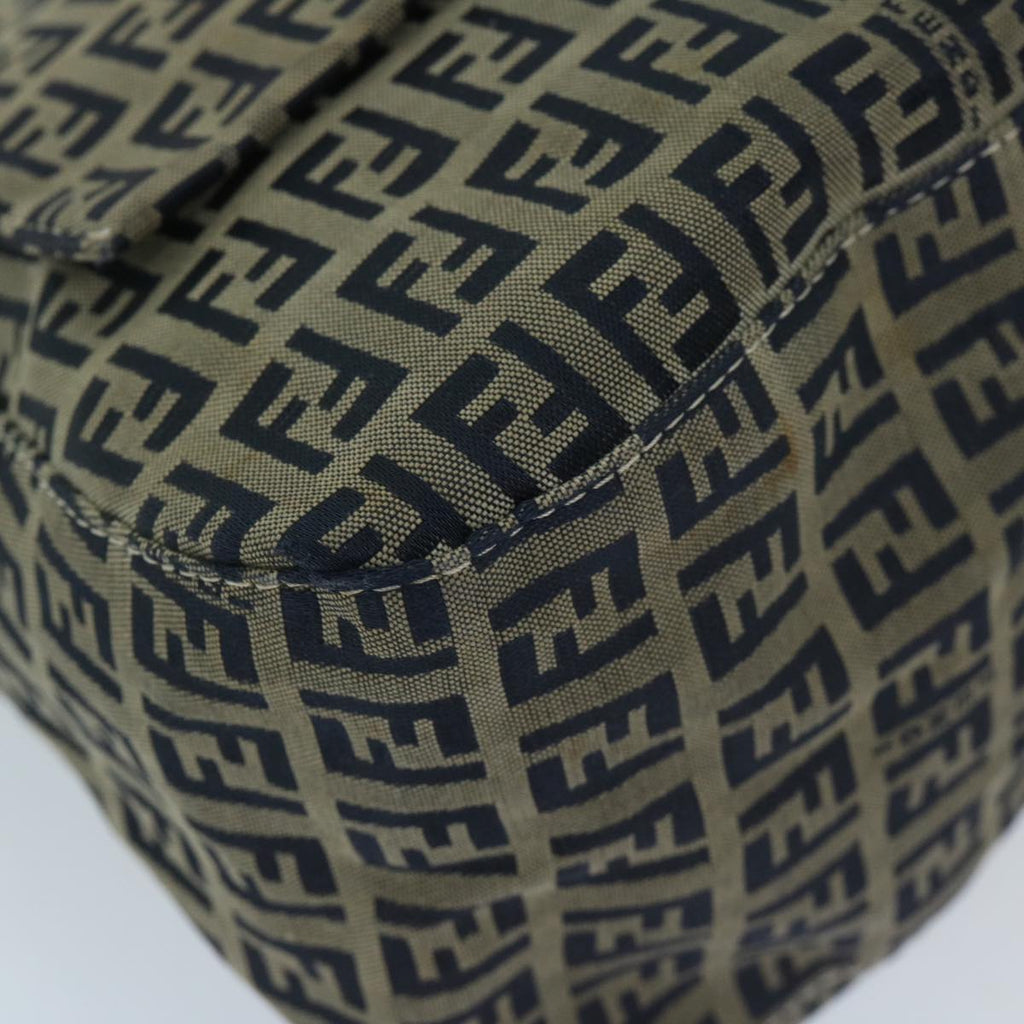FENDI Zucchino Canvas Mamma Baguette Shoulder Bag Navy68578