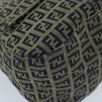 FENDI Zucchino Canvas Mamma Baguette Shoulder Bag Navy68578