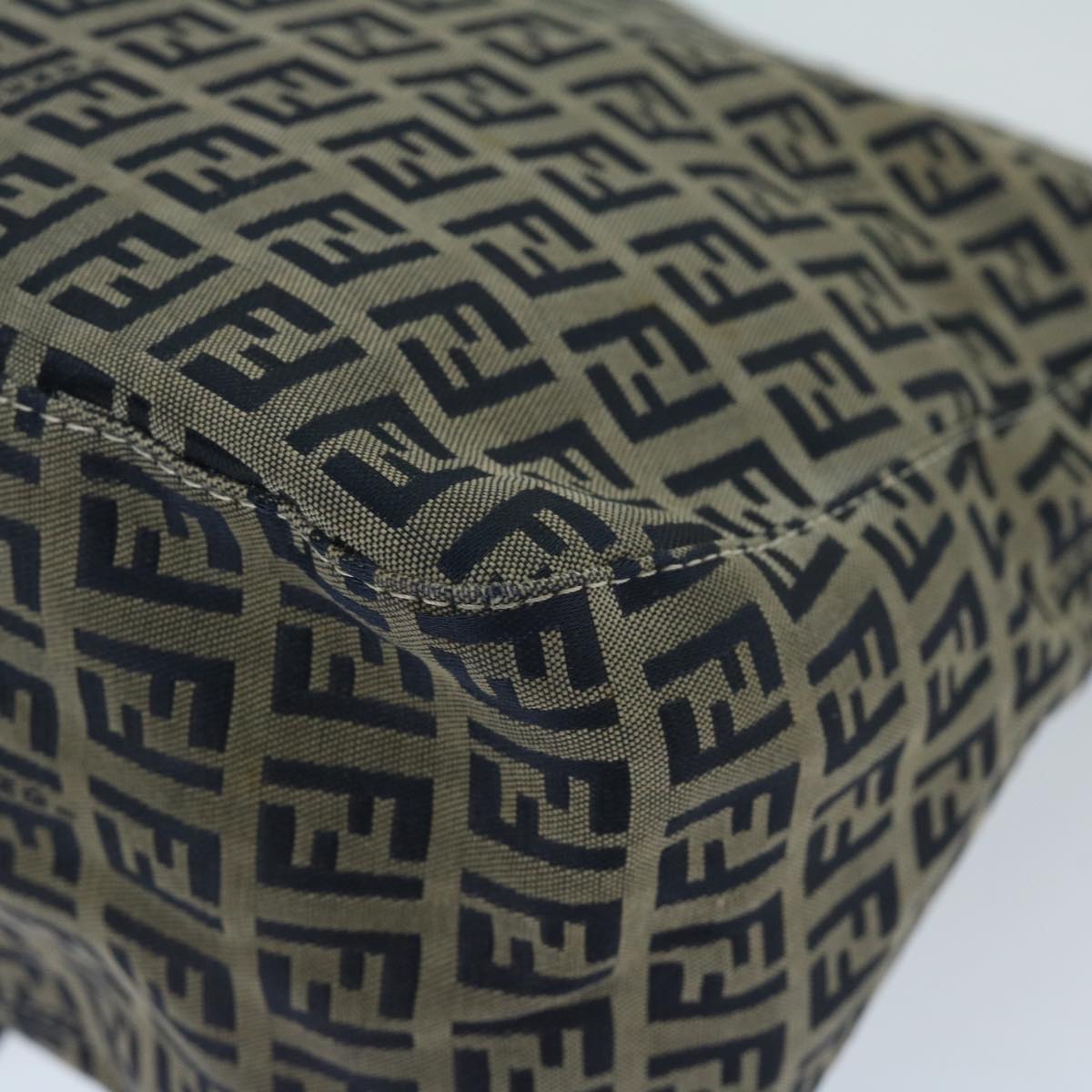 FENDI Zucchino Canvas Mamma Baguette Shoulder Bag Navy68578