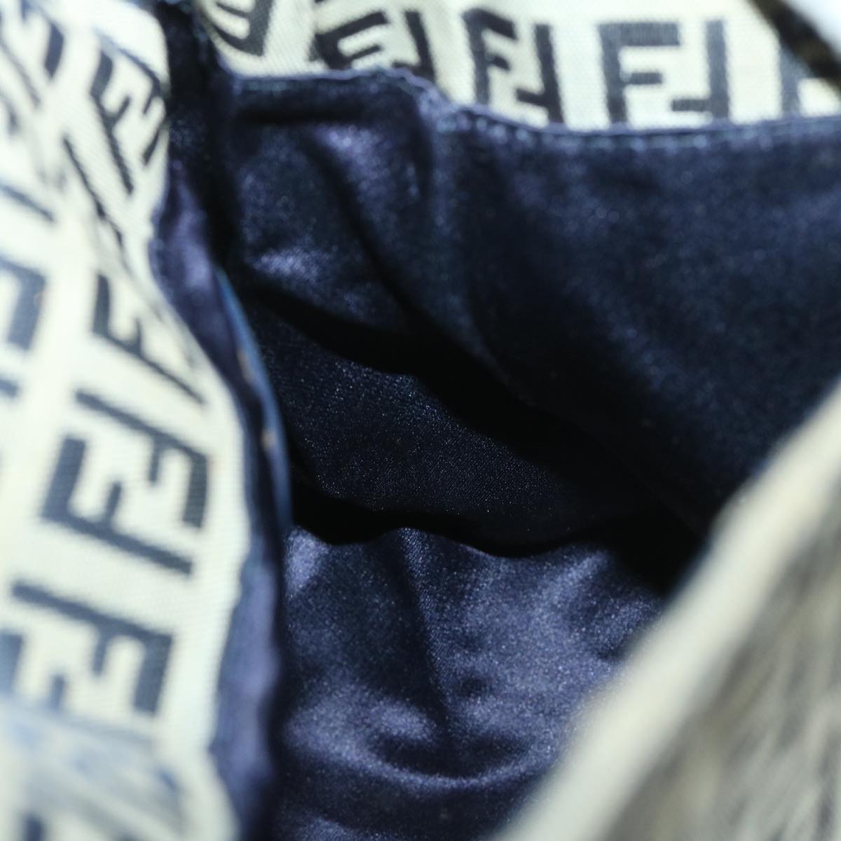 FENDI Zucchino Canvas Mamma Baguette Shoulder Bag Navy68578
