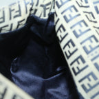 FENDI Zucchino Canvas Mamma Baguette Shoulder Bag Navy68578
