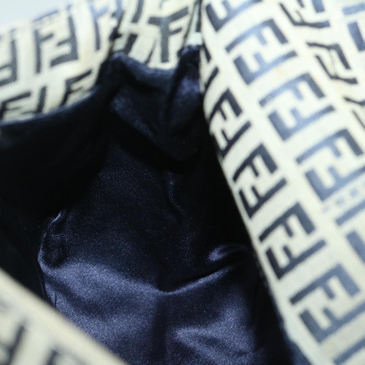 FENDI Zucchino Canvas Mamma Baguette Shoulder Bag Navy68578