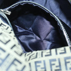 FENDI Zucchino Canvas Mamma Baguette Shoulder Bag Navy68578