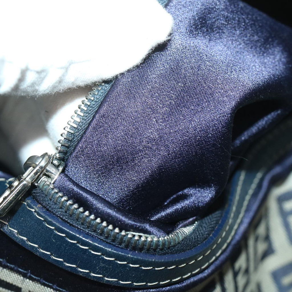 FENDI Zucchino Canvas Mamma Baguette Shoulder Bag Navy68578
