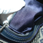 FENDI Zucchino Canvas Mamma Baguette Shoulder Bag Navy68578