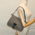FENDI Zucchino Canvas Mamma Baguette Shoulder Bag Navy68578