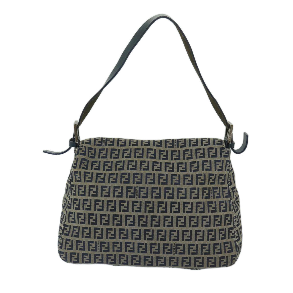 FENDI Zucchino Canvas Mamma Baguette Shoulder Bag Navy68578